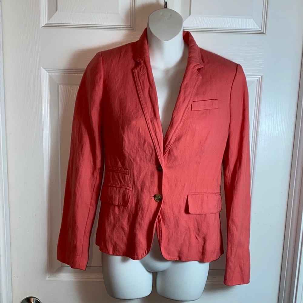 J. Crew Schoolboy Coral Blazer Tailored Suit Jacket 2 button